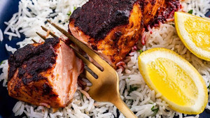 Tandoori Salmon and Broiled Zucchini
