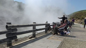 People Gathering at Akita's ‘Hot Spring of Life’