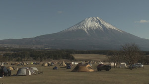 Winter Camping Ground with a View of Mount Fuji