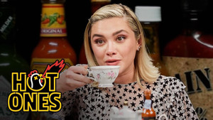 Florence Pugh Sweats from Her Eyebrows While Eating Spicy Wings
